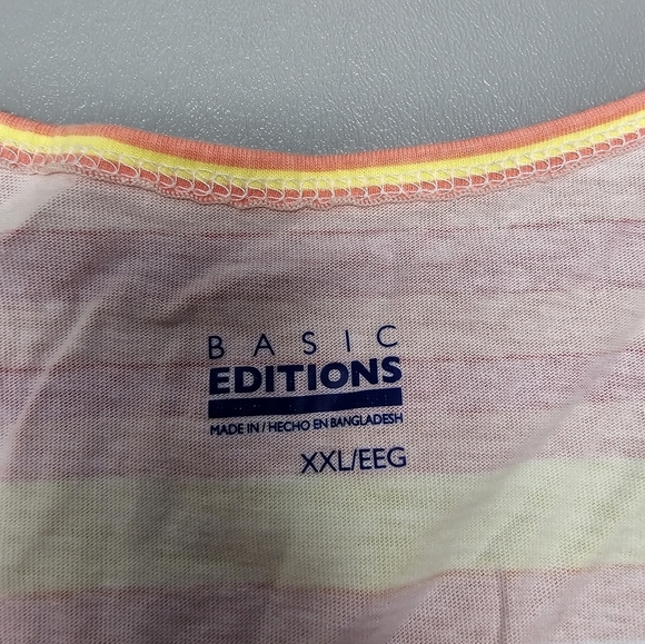 basic edition orange colorful striped tank top women's plus size XXL - Picture 5 of 9